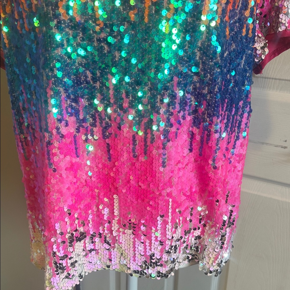 Anthropologie Eva Franco NEW Rosita Top- Electric Rave Sequin Blouse - Picture 5 of 7
